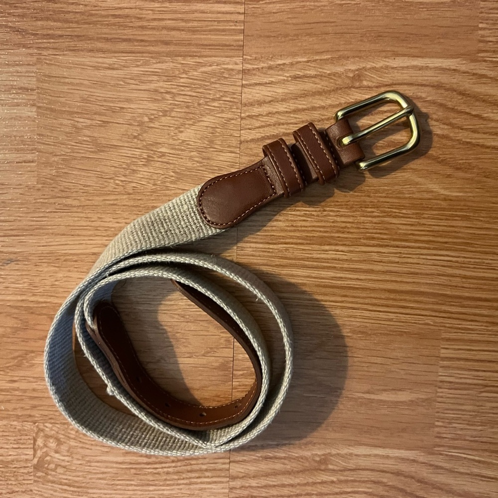 {Coach} Natural Linen Leather Adjustable Belt